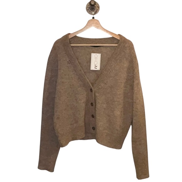 Jenni Kayne Boyfriend Alpaca Wool Blend V-Neck Button-Up Cardigan Sweater - Picture 3 of 6